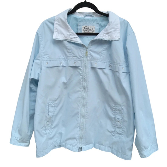 4/$15 Coat Collectibles Lightweight Jacket Light Blue w/ Embroidery XL - Picture 1 of 14